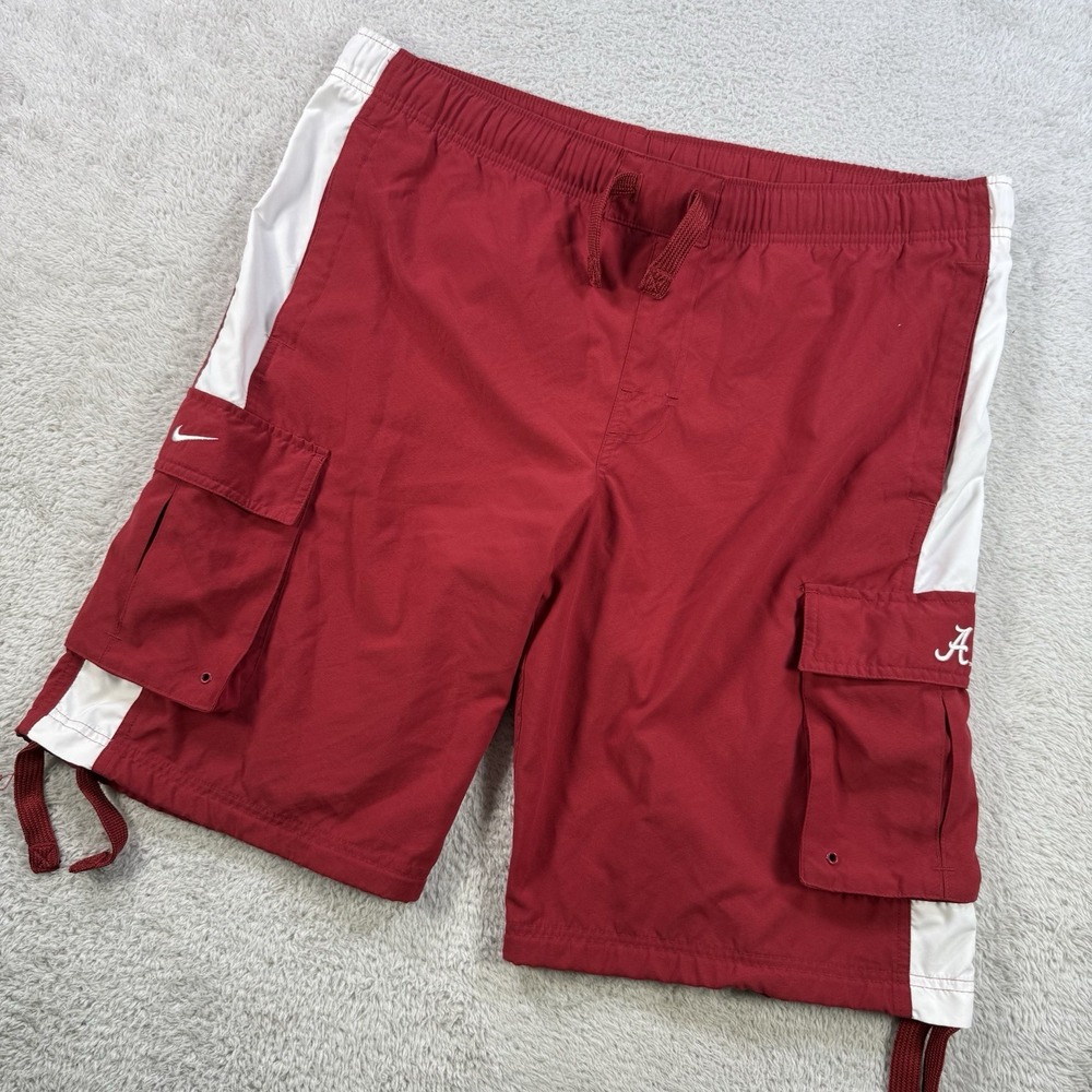 Nike Alabama Crimson Tide Short Men Medium Red Board Cargo Drawstring Swim Trunk